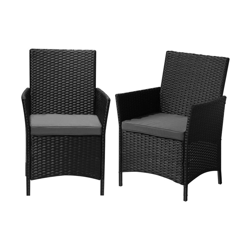 Livsip 2X Outdoor Patio Chairs Rattan Black