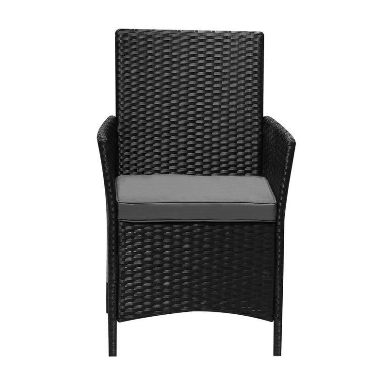 Livsip 2X Outdoor Patio Chairs Rattan Black