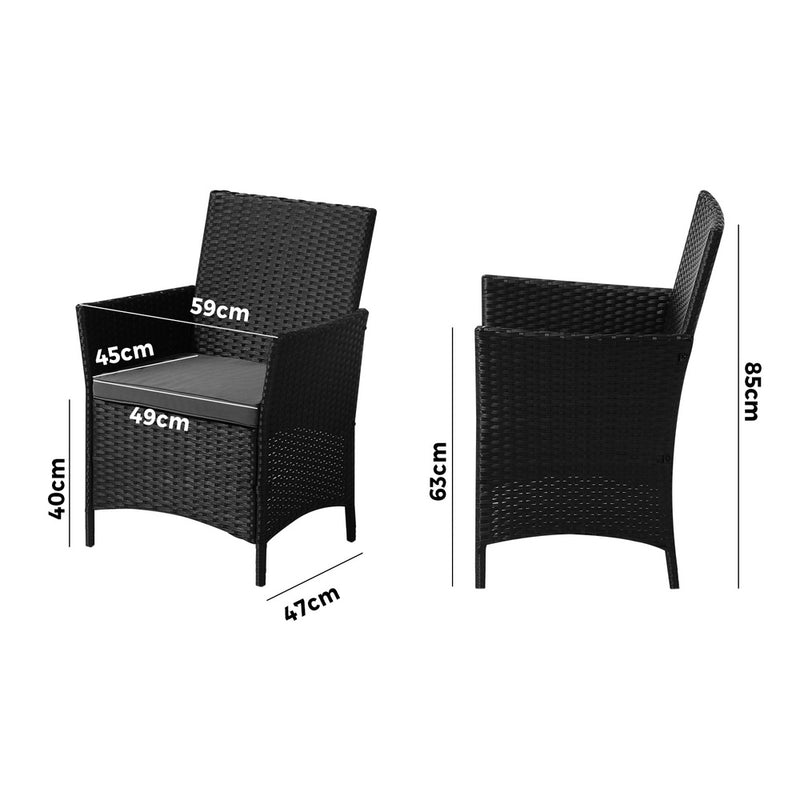 Livsip 2X Outdoor Patio Chairs Rattan Black