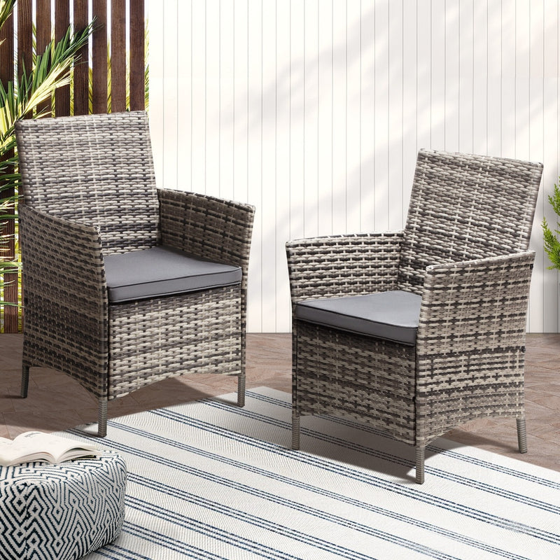 Livsip 2X Outdoor Patio Chairs Rattan Grey