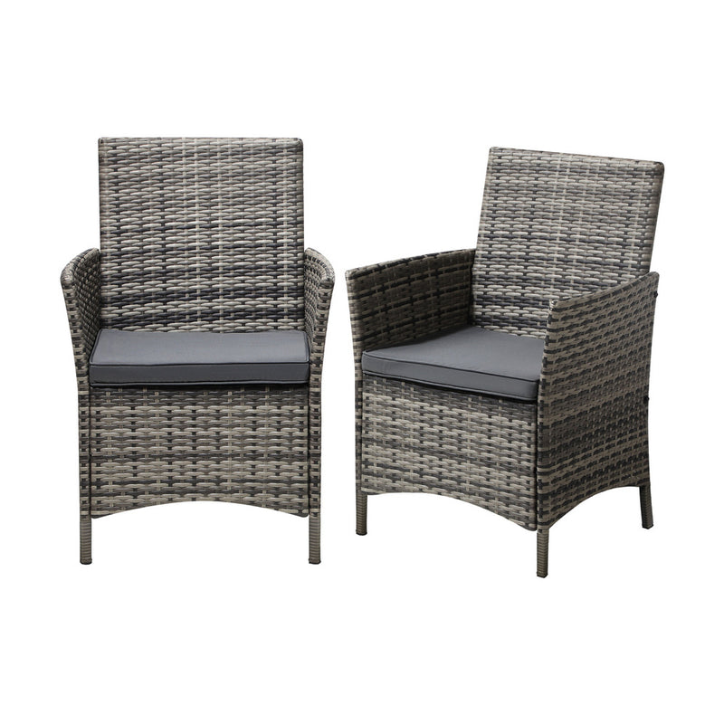 Livsip 2X Outdoor Patio Chairs Rattan Grey