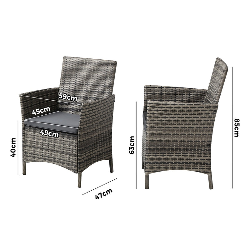 Livsip 2X Outdoor Patio Chairs Rattan Grey