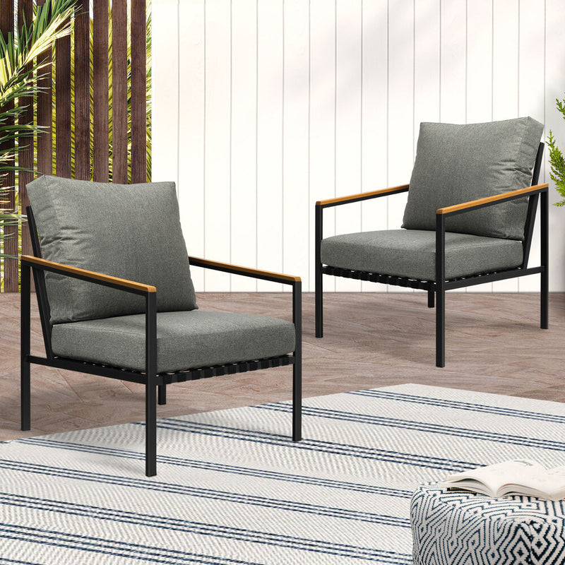 Livsip Outdoor Chair Patio Armchair with Cushions 2PCS
