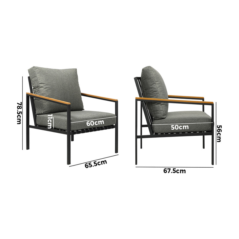 Livsip Outdoor Chair Patio Armchair with Cushions 2PCS