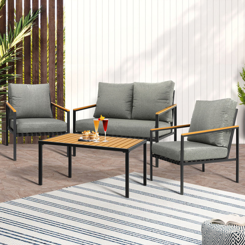 Livsip Outdoor Furniture 4PCS Set Dining Chairs&Table