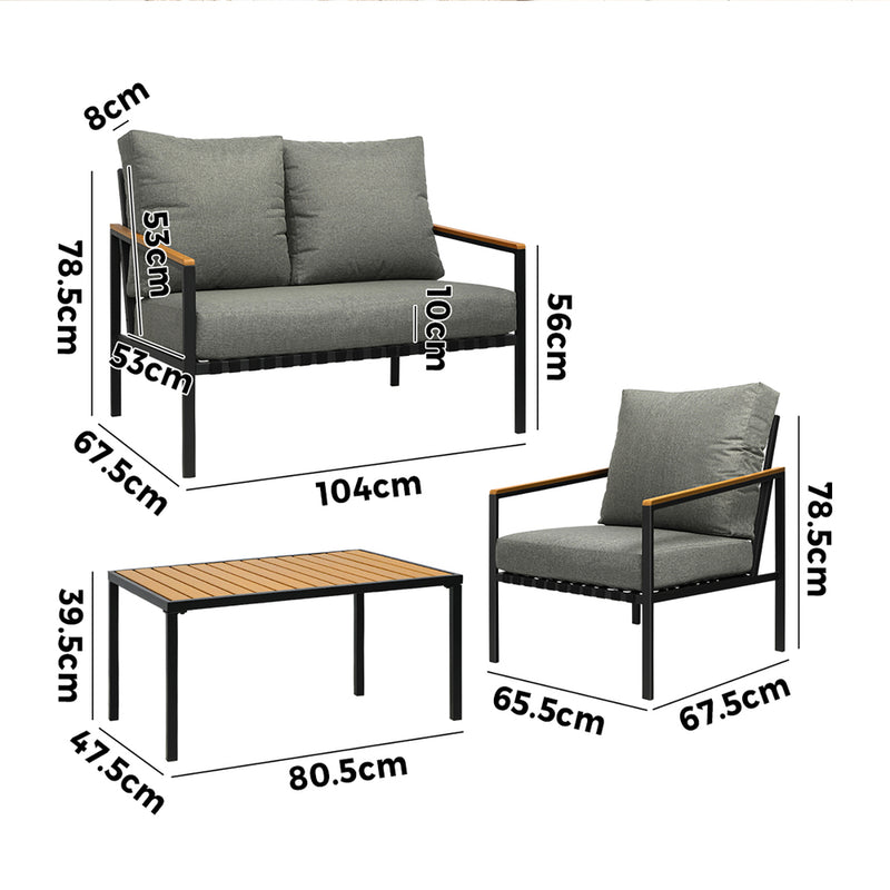 Livsip Outdoor Furniture 4PCS Set Dining Chairs&Table