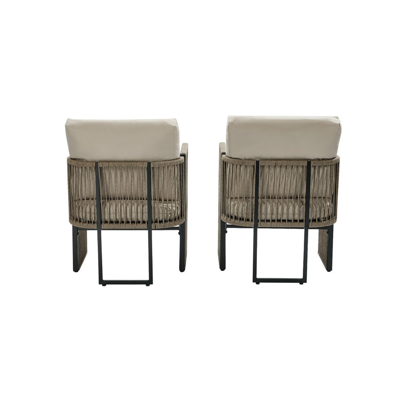 Oikiture 2 Pieces Outdoor Patio Chair with Cushions Woven Rope