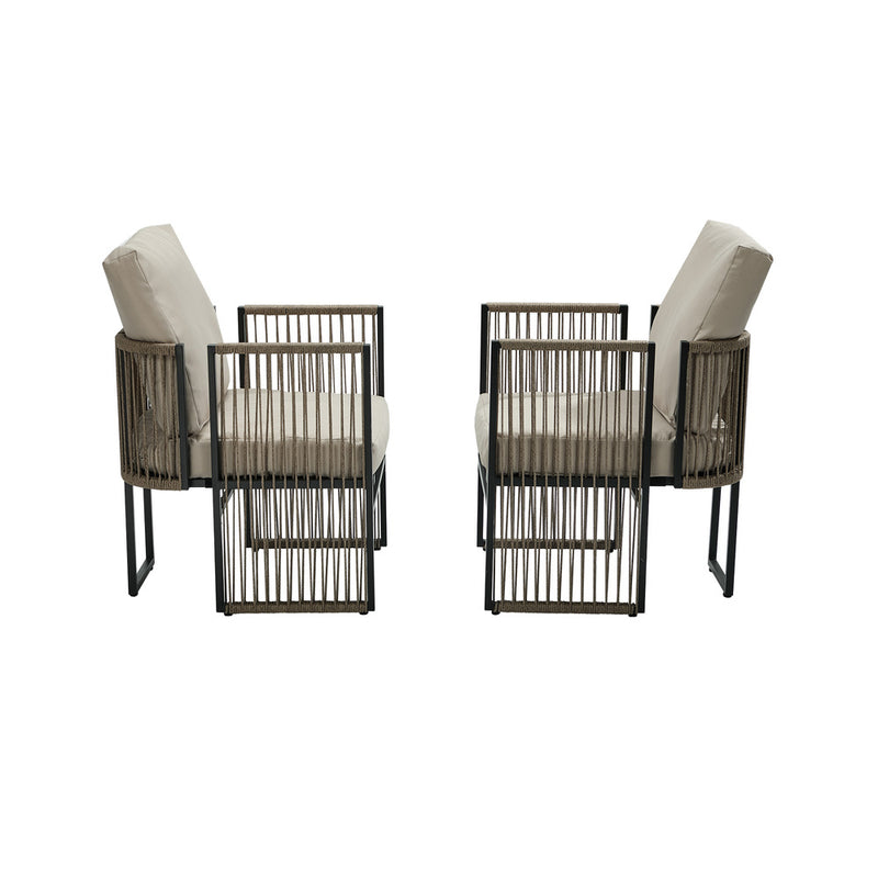Oikiture 2 Pieces Outdoor Patio Chair with Cushions Woven Rope