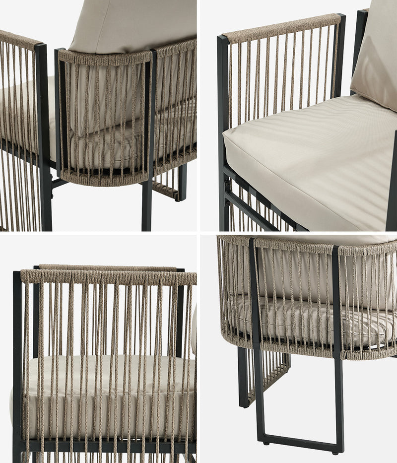 Oikiture 2 Pieces Outdoor Patio Chair with Cushions Woven Rope
