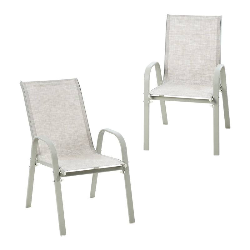 Livsip 2x Outdoor Stackable Chairs Patio Furniture Beige