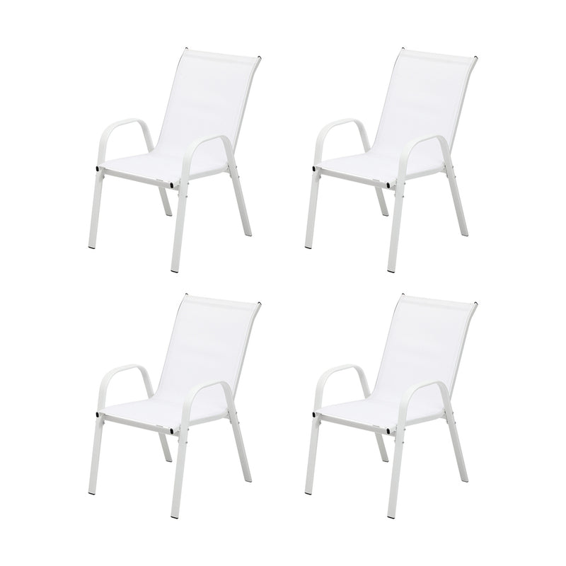 Livsip 4x Outdoor Stackable Chairs Patio Furniture White