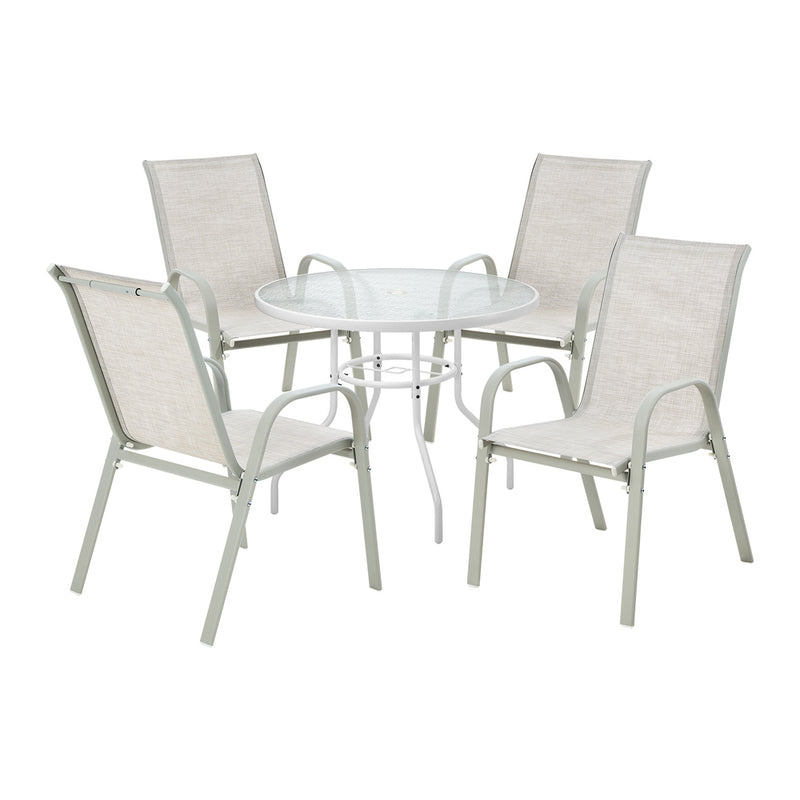Livsip 5PCS Outdoor Dining Set 90cm Table Patio Bistro Set Beige