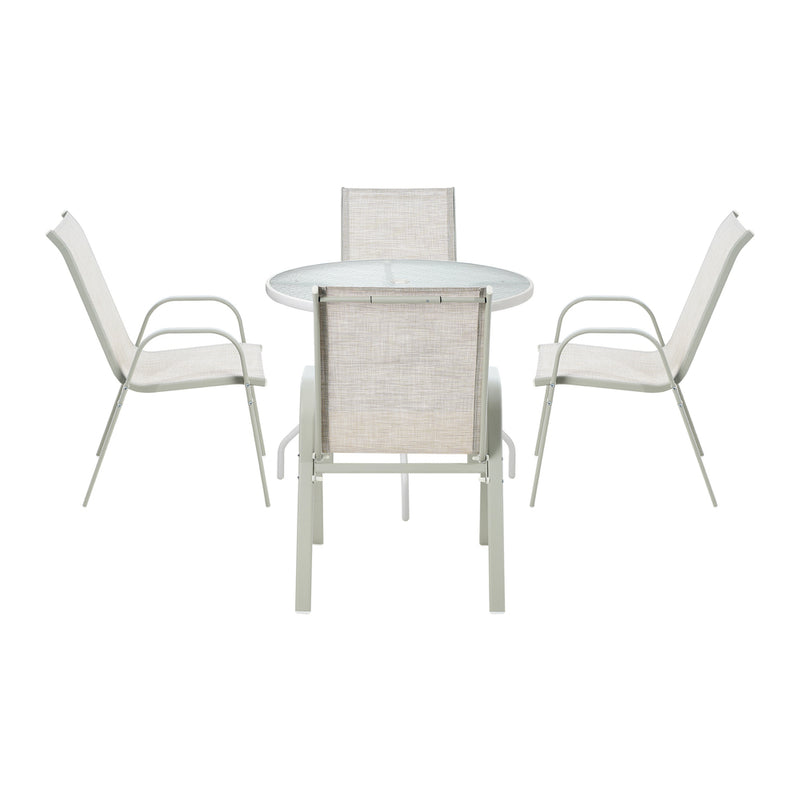 Livsip 5PCS Outdoor Dining Set 90cm Table Patio Bistro Set Beige