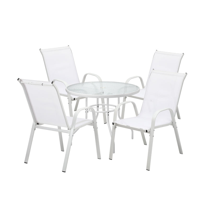 Livsip 5PCS Outdoor Dining Set 90cm Table Patio Bistro Set White