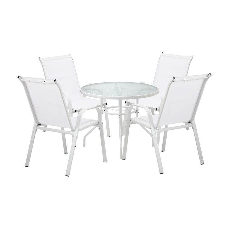 Livsip 5PCS Outdoor Dining Set 90cm Table Patio Bistro Set White