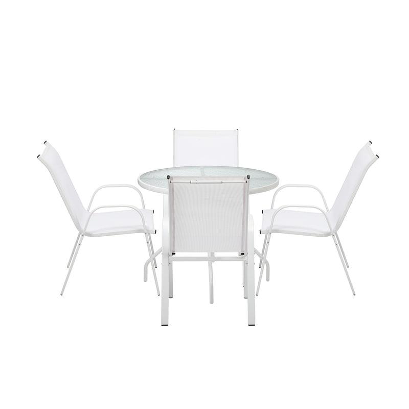 Livsip 5PCS Outdoor Dining Set 90cm Table Patio Bistro Set White