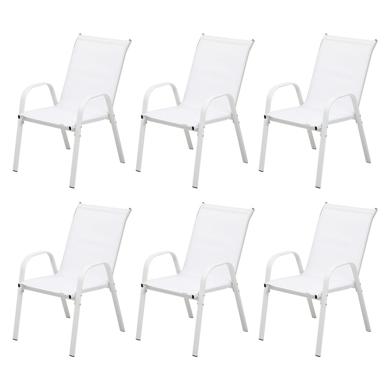 Livsip 6x Outdoor Stackable Chairs Patio Furniture White