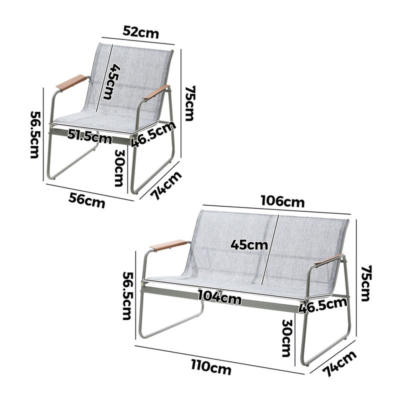 Livsip 4 Seater Outdoor Lounge Patio Set Bench Textilene Sofa