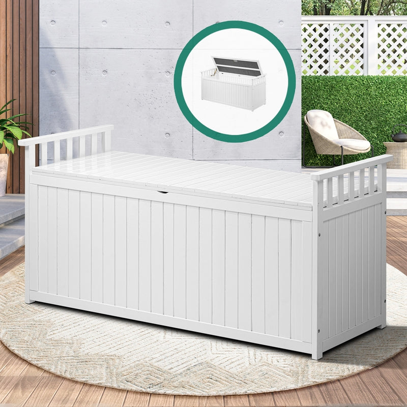 Livsip Outdoor Storage Box Garden Bench Wooden 500L White