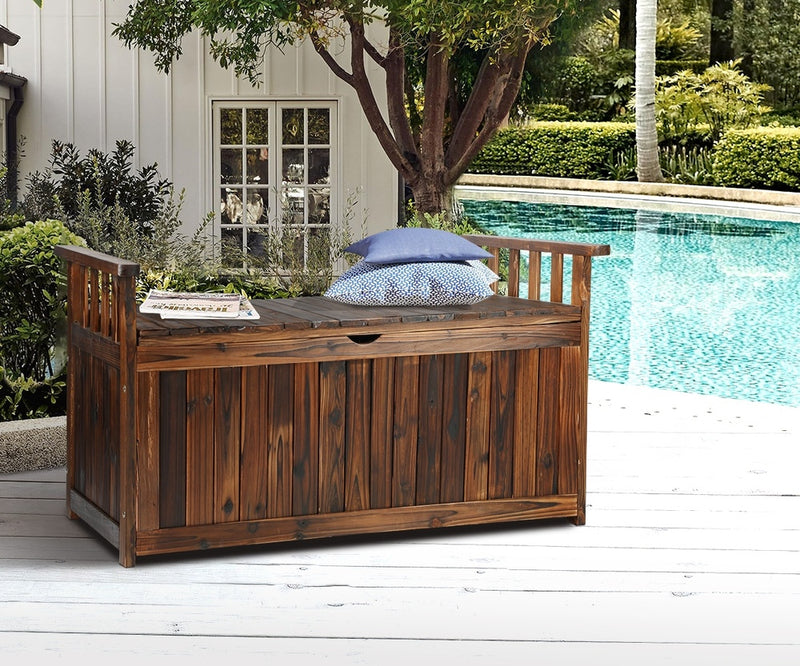 Livsip Outdoor Storage Box Wooden Garden Bench L Charcoal