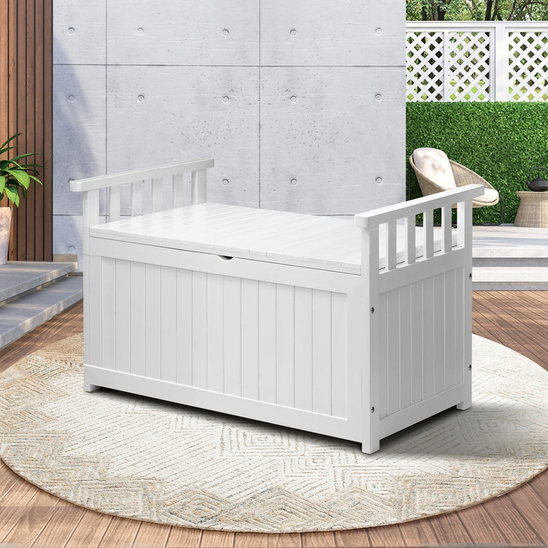 Livsip Outdoor Storage Box Wooden Garden Bench L White