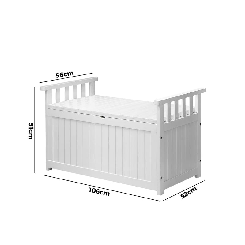 Livsip Outdoor Storage Box Wooden Garden Bench L White