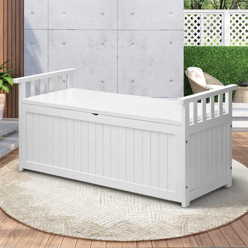 Livsip Outdoor Storage Bench Wooden Container White