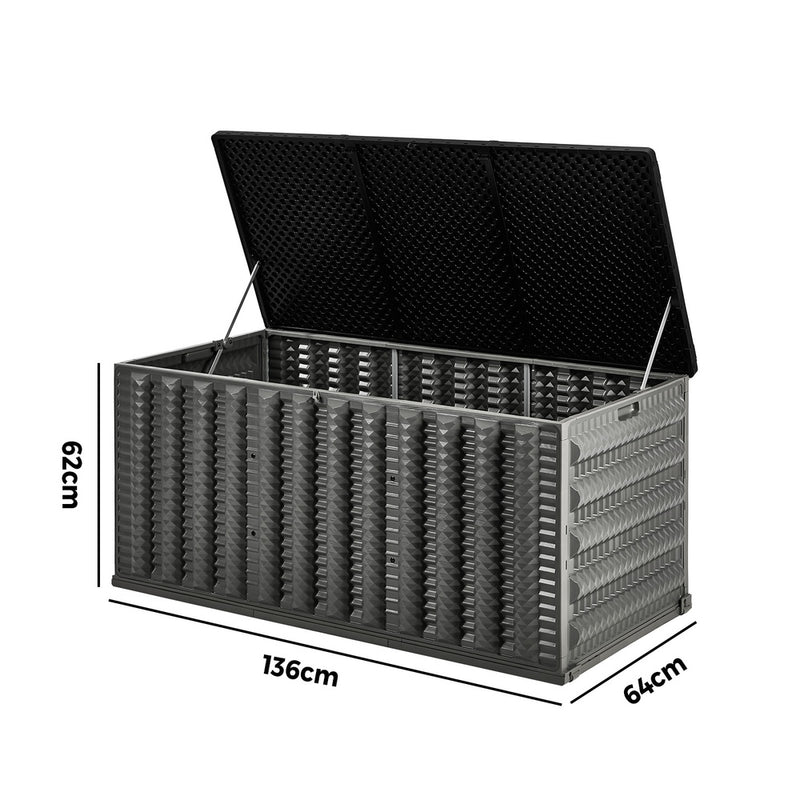 Livsip Outdoor Storage Box 490L Foldable Garden Container Grey