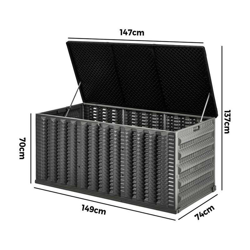 Livsip Outdoor Storage Box 680L Foldable Garden Container Grey