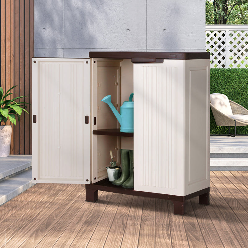 Livsip Outdoor Storage Cabinet Adjustable Lockable Beige