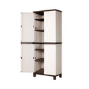 Livsip Outdoor Storage Cabinet Adjustable Lockable Tall Beige