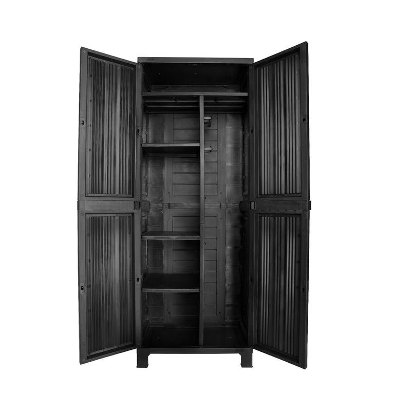 Livsip Outdoor Storage Cabinet Adjustable Lockable Tall Black