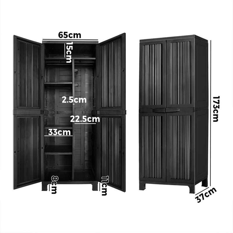 Livsip Outdoor Storage Cabinet Adjustable Lockable Tall Black