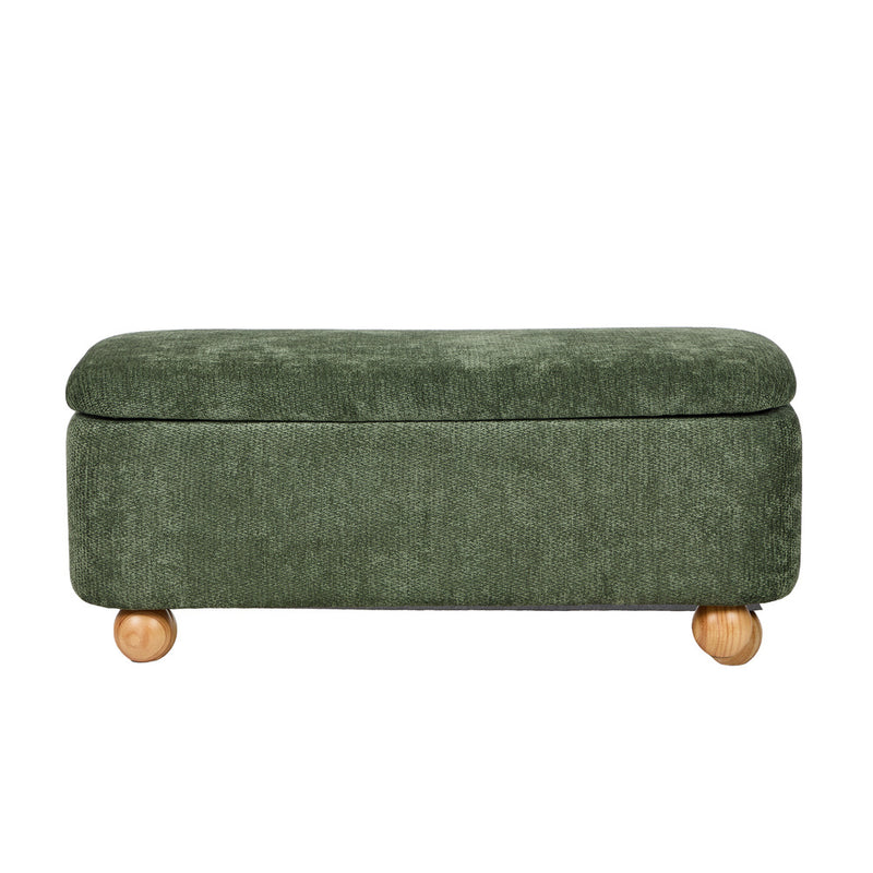Oikiture Storage Ottoman Blanket Box Bench Chenille Ball Foot Stool