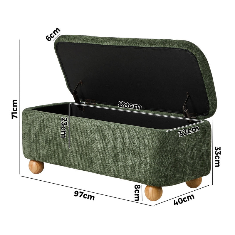 Oikiture Storage Ottoman Blanket Box Bench Chenille Ball Foot Stool