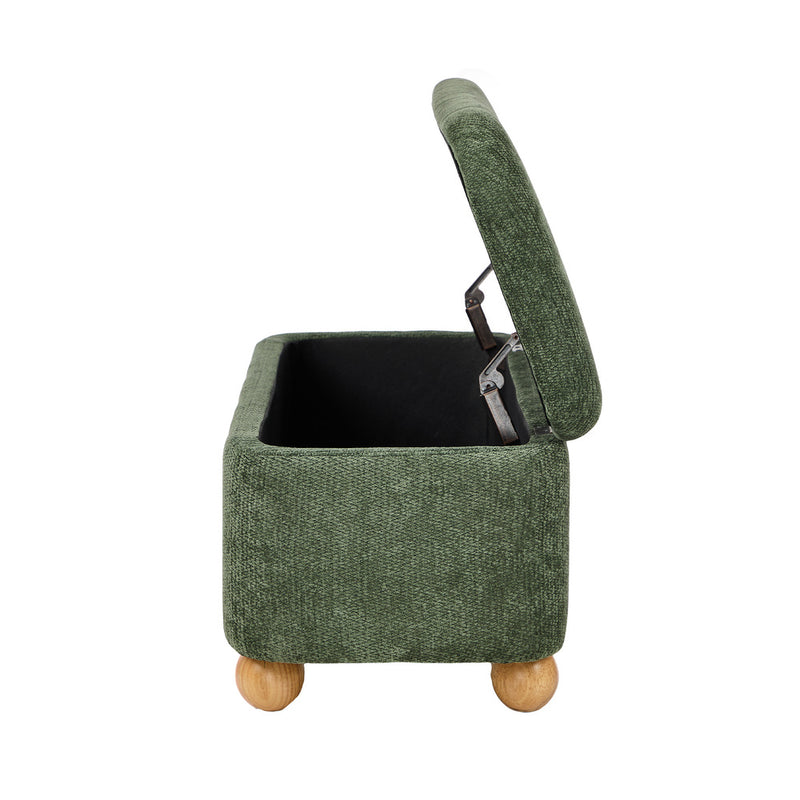 Oikiture Storage Ottoman Blanket Box Bench Chenille Ball Foot Stool