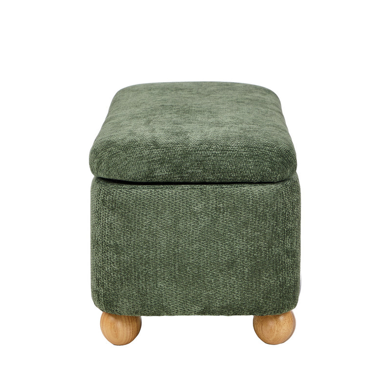 Oikiture Storage Ottoman Blanket Box Bench Chenille Ball Foot Stool