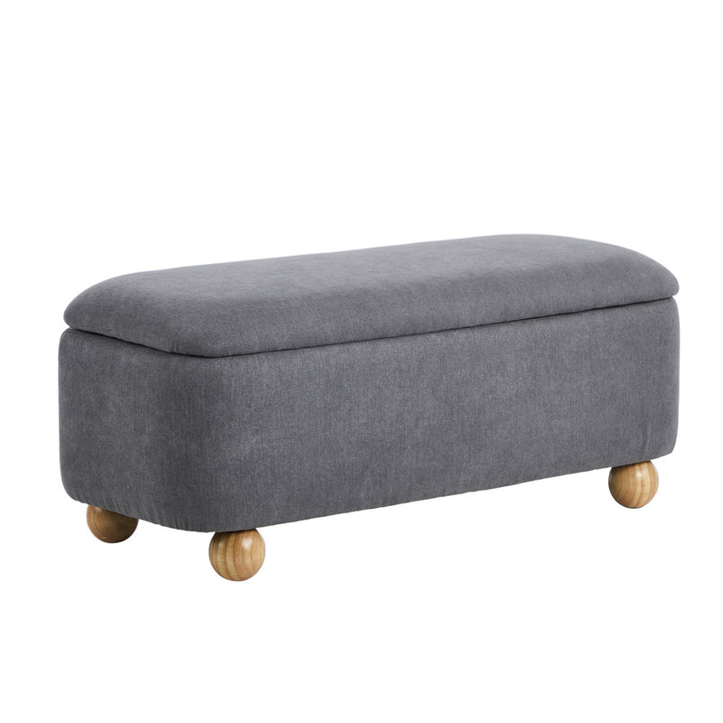 Oikiture Storage Ottoman Foot Stool Linen Couch Bench Blanket Box