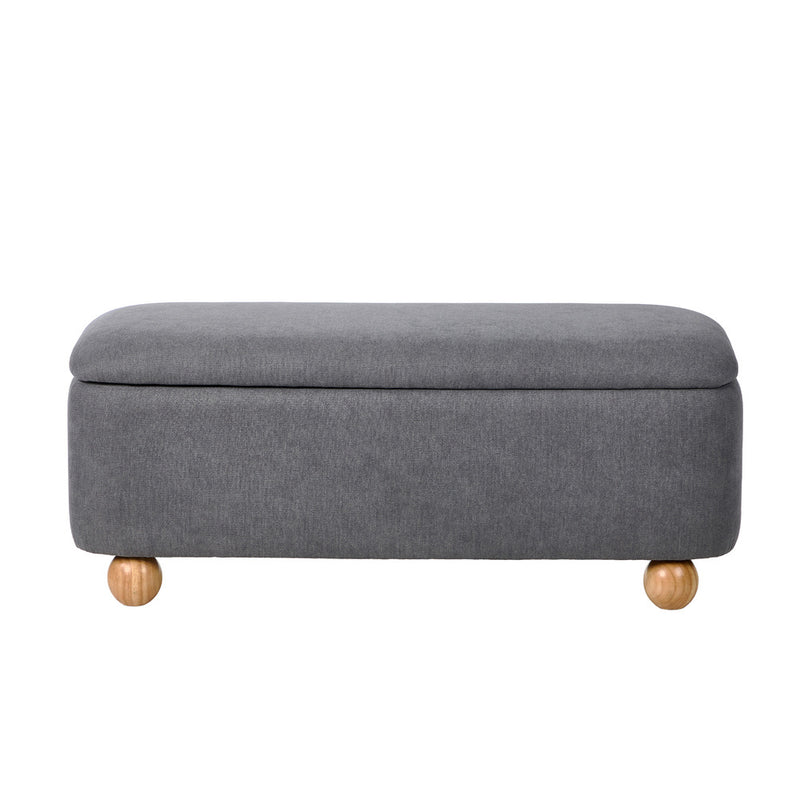 Oikiture Storage Ottoman Foot Stool Linen Couch Bench Blanket Box