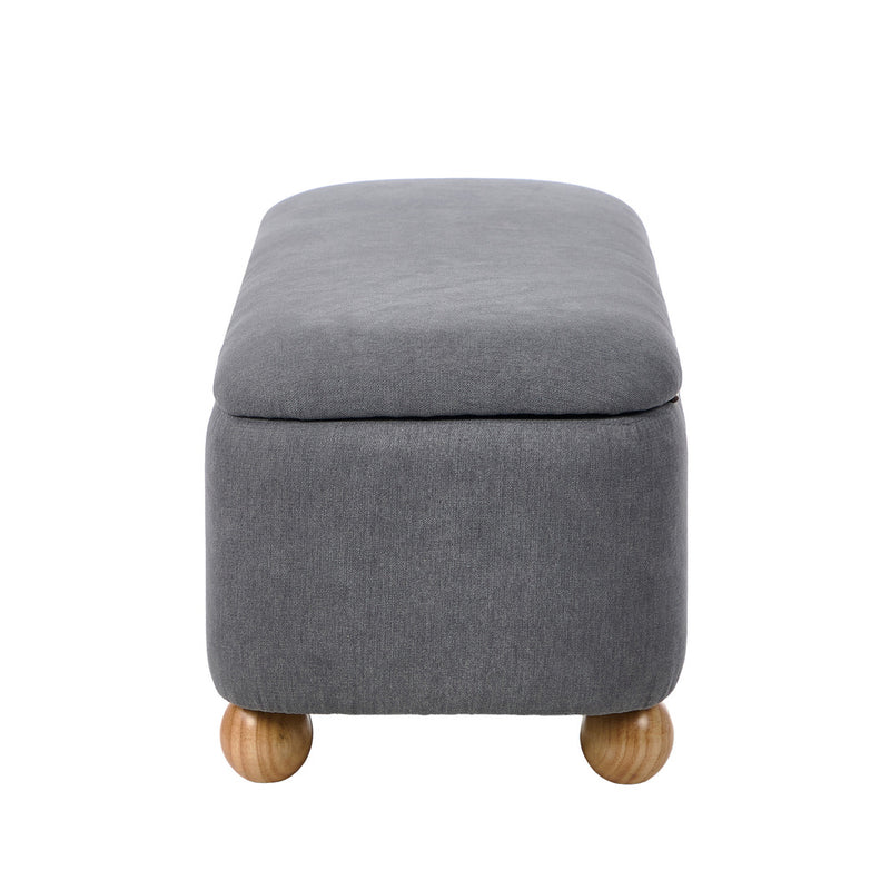 Oikiture Storage Ottoman Foot Stool Linen Couch Bench Blanket Box