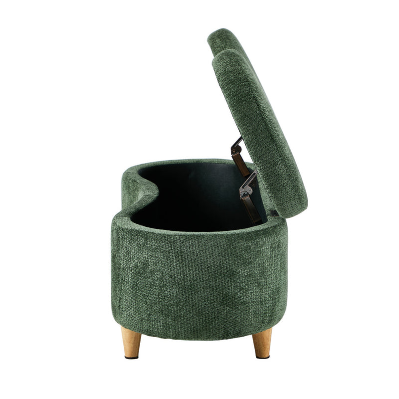 Oikiture Storage Ottoman Cashew Footstool Chenille Chest Box Green