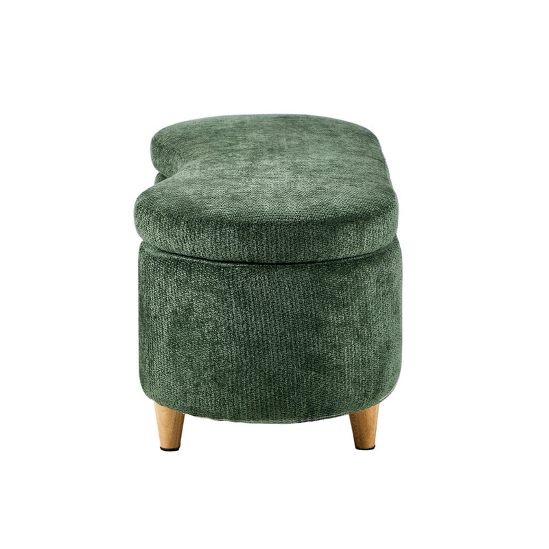 Oikiture Storage Ottoman Cashew Footstool Chenille Chest Box Green