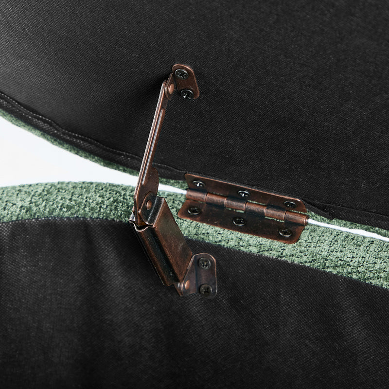 Oikiture Storage Ottoman Cashew Footstool Chenille Chest Box Green