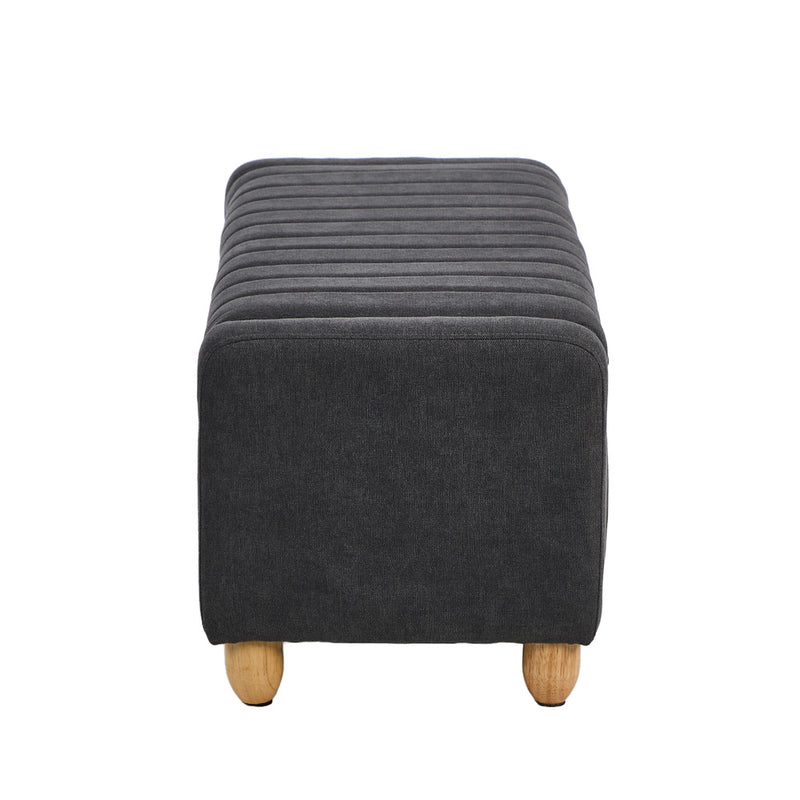 Oikiture Storage Ottoman Couch Footstool Linen Toy Chest Bench Grey