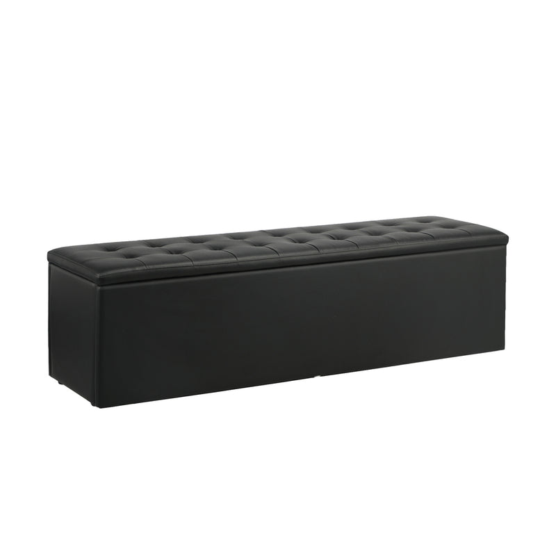 Oikiture Storage Ottoman XL PU Leather Black