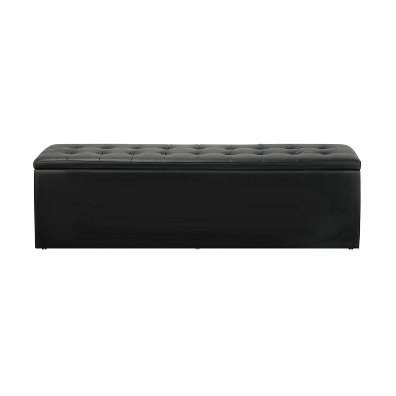 Oikiture Storage Ottoman XL PU Leather Black