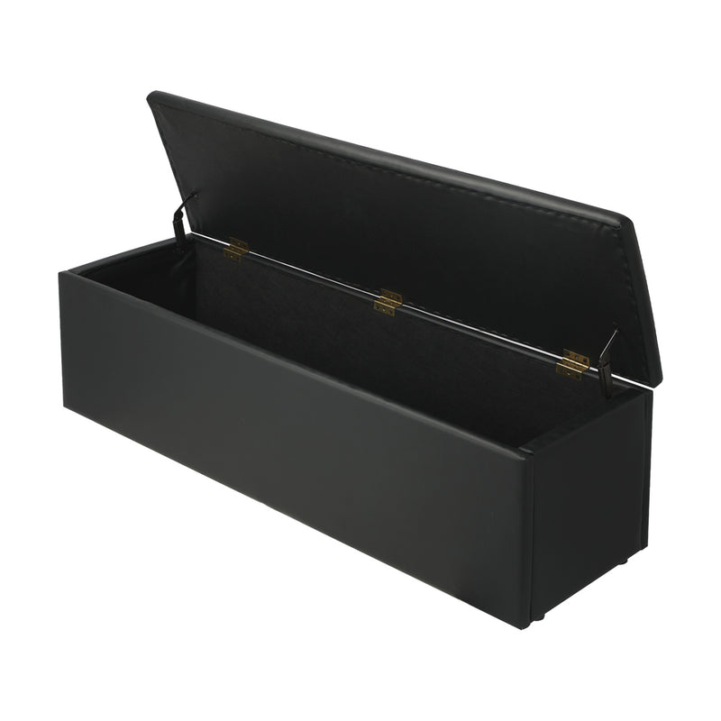 Oikiture Storage Ottoman XL PU Leather Black
