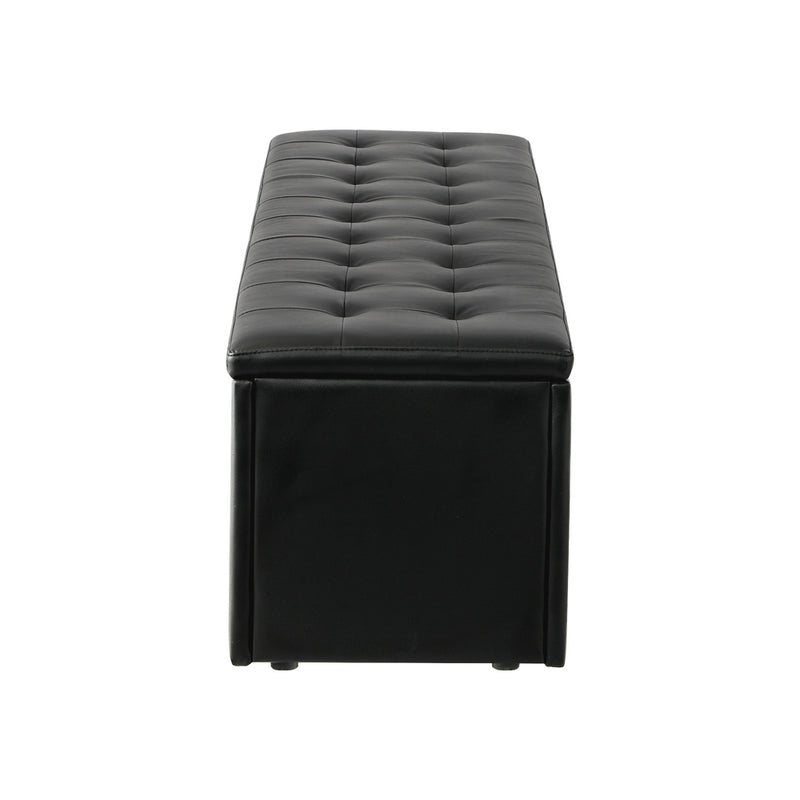 Oikiture Storage Ottoman XL PU Leather Black