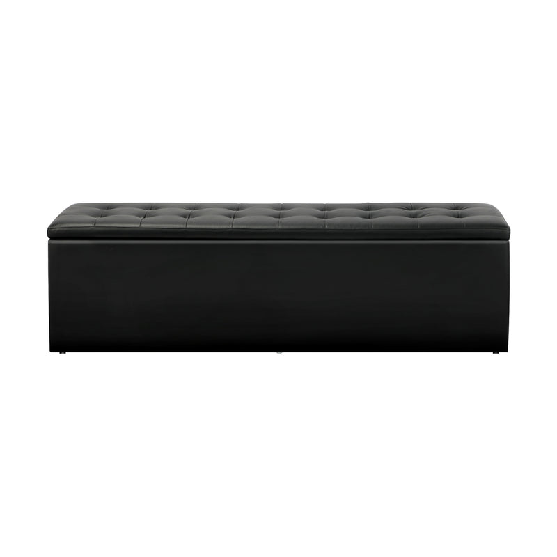 Oikiture Storage Ottoman XL PU Leather Black