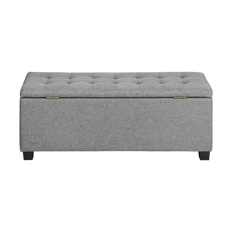 Oikiture Storage Ottoman Faux Linen Light Grey